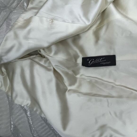 VINTAGE 60's 70's Penny Lane White Silver Brocade Coat Jacket Faux Fur Hem Sz 10 - Picture 14 of 16